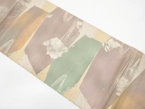 流水に抽象模様織出し袋帯